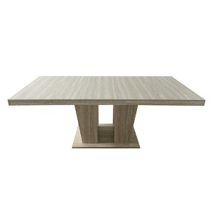 Gulches Furniture 160-200cm Extendable Dining Table, Rectangular Travertine Pattern Top, Seats 6-10, Sturdy Base for Dining Room/Large Spaces - 1 of 4