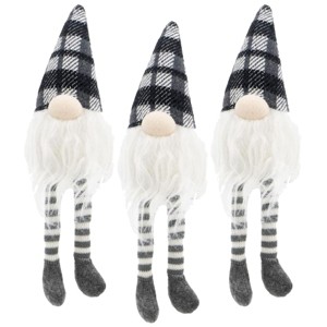SEVOBAL Christmas Gnomes Set of 3 Fabric Sitting Gnomes with Plaid Hats Long Beards for Holiday Table Decor, Gray, 3.5"*3.5"*14.6" - 1 of 4