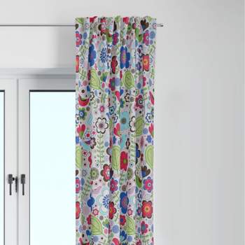 Bacati - Botanical Floral with Birds Pink/Multicolor Curtain Panel