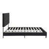 Okak King Size Bed Frame with Linen Fabric Headboard, No Box Spring Needed, Wood Slat Support, Upholstered Platform - 3 of 4