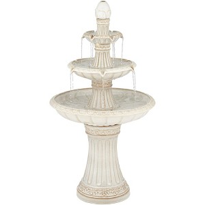 Formentera 45 1/4" High Large Italian Outdoor Decor Off-White Ceramic Floor Fountain with Light LED 3-Tier Outside Garden Patio Yard - 1 of 4