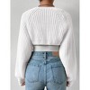 Women's Long Sleeve Open Front Knitted Crop Sweater Cardigan Drop Shoulder Knit Bolero Shrug - 2 of 4