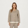Anna-Kaci Lounge Women's 2-Piece Set Long Sleeve Button Front Top with Built-In Chest Pads and Relaxed Fit Pants Pajama Set - 2 of 4