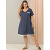 Agnes Orinda Women's Plus Size Pajamas Knit Lace Trim Polka Dots Short Sleeve Nightgowns - 3 of 4