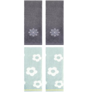 REGALWOVEN 4 Pcs Cute Floral Pattern Cotton Bathroom Soft Absorbent Hand Towel - 1 of 4