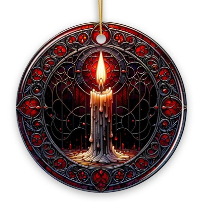 Candlelight for a Spine-Chilling Ambiance Stained Glass Style Ceramic Ornament, Halloween Themed Christmas Gift and Decor| OrnamentallyYou