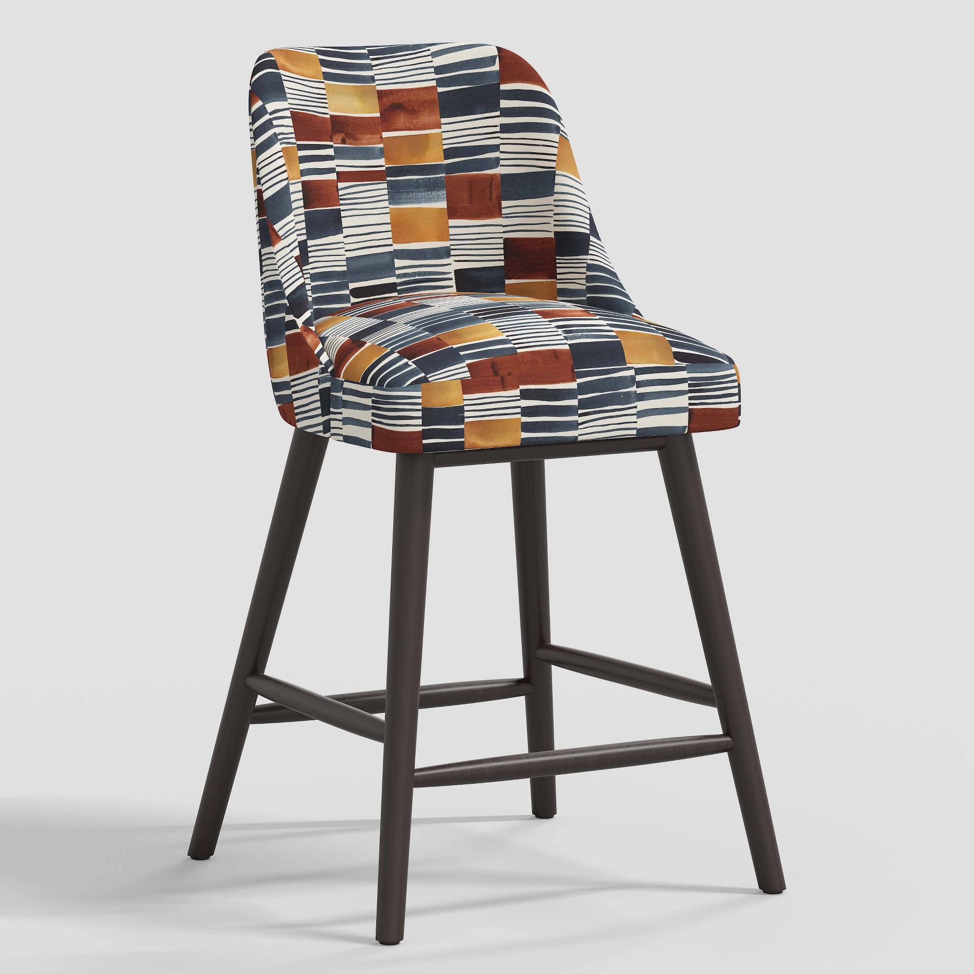 Geller Counter Height Barstool in Geometric Painters Block - Threshold™: Upholstered, Rubberwood Frame, 250lb Capacity