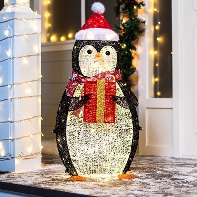 Northlight 41" Lighted Stacked Penguin Family Outdoor Christmas ...
