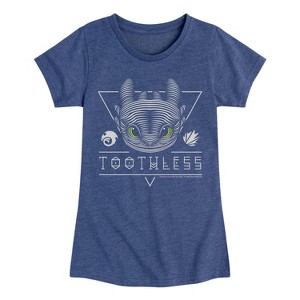 Girls' - How to Train Your Dragon - Toothless Line Art Fitted Short Sleeve Graphic T-Shirt - 1 of 4