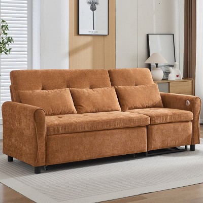Versatile 2-in-1 Sofa with Pull-Out Sleeper, Reversible Recliner and USB Ports for Living Room or Guest Space-Maison Boucle