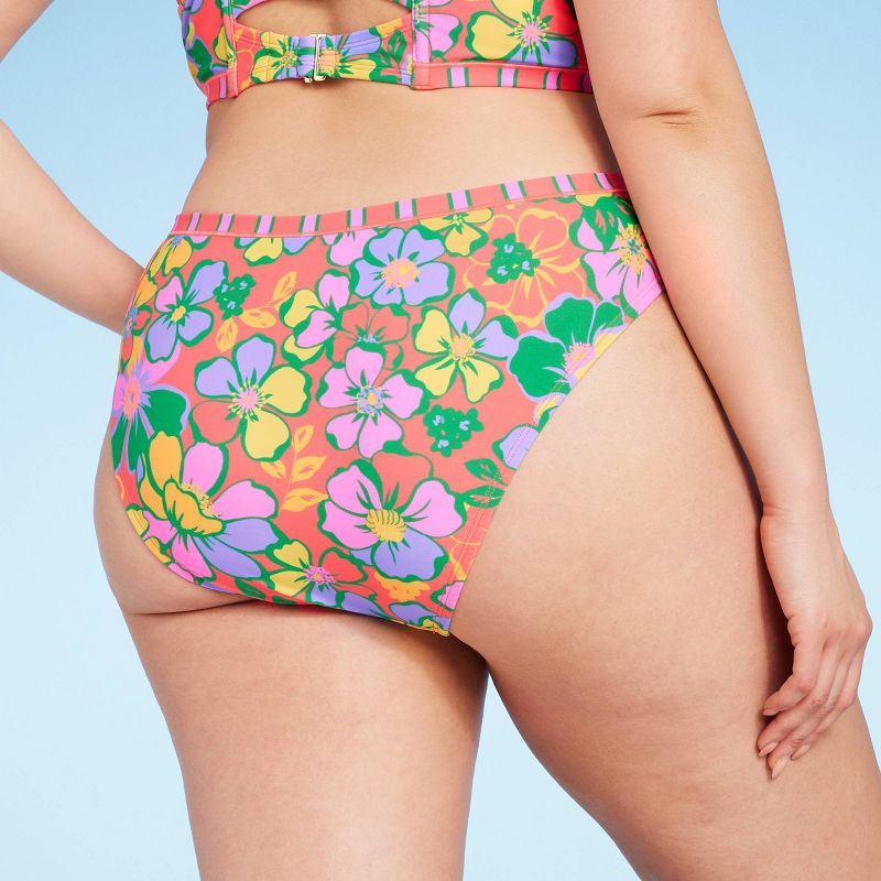Women's Low-Rise High Leg Cheeky Bikini Bottom - Wild Fable™ Multi Floral Print, 3 of 5