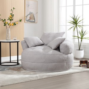 KTMBDW Round Chaise Longue Chair, Modern 50-inch Upholstered Chenille Deep Seat Circle Single Cloud Floor Sofa Chair for Living Room - 1 of 4