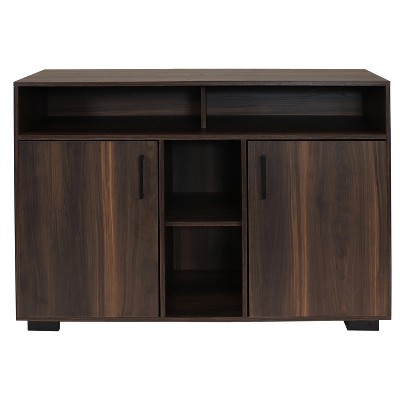Anthony Coffee Brown Pine MDF Sideboard Buffet Cabinet with Shelves