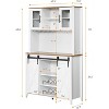 Kitchen Pantry Cabinet with Sliding Barn Door, 70" Farmhouse Coffee Bar Cabinet for Kitchen, Dining Room - 2 of 4