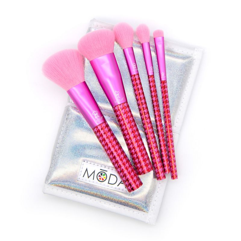 MODA Brush Keep It Classy Metallic Pink 6pc Face Flip Makeup Brush Set., 5 of 13