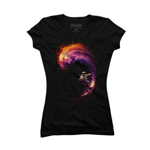 Junior's Design By Humans Space Surfing By nicebleed T-Shirt - 1 of 3