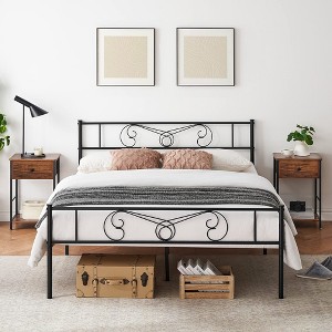 Bed Frame, Platform with Headboard & Footboard, Bed Frame Mattress Foundation, Metal Slat Support,Noise Free, Easy Assembly - 1 of 4