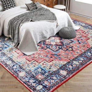 Boho Vintage Medallion Area Rug -Washable Floral Print Rug,Soft Accent Carpet for Dining Room,Home Office,Bedroom,Entryway - 1 of 4