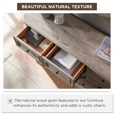 54" Light Rustic Oak Farmhouse 7-Drawer Wood Dresser