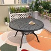 48" Round Black Aluminum Outdoor Bistro Table with Umbrella Hole, Water-Resistant for Patio or Garden - 3 of 4