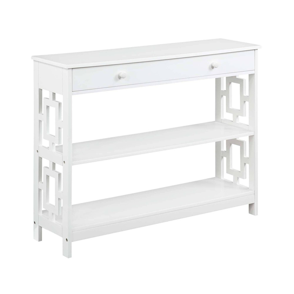 Town Square 1 Drawer Console Table with Shelves White - Breighton Home: Modern Sofa Table, Space-Saving Design