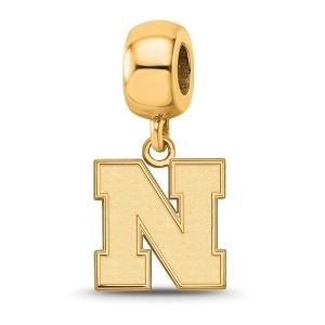 Black Bow Jewelry 14k Yellow Gold Plated Sterling Silver Nebraska Cornhuskers NCAA Bead Charm - 1 of 4
