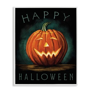 Stupell Industries Happy Halloween Jack-O-Lantern Smile Festive Framed Giclee Art - 1 of 4