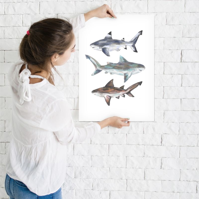 Americanflat Animal Minimalist Painted Shark Trio 2 By Jetty Home Poster Art Print, 3 of 7