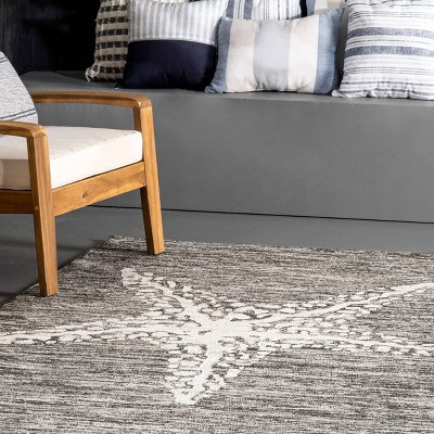 Reversible Gray Starfish Design Synthetic Area Rug