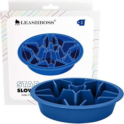Leashboss Elevated Slow Feed Bowl - Blue - 2 Cup