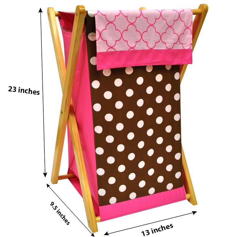 Bacati - Butterflies pink/chocolate Laundry Hamper with Wooden Frame, 2 of 5