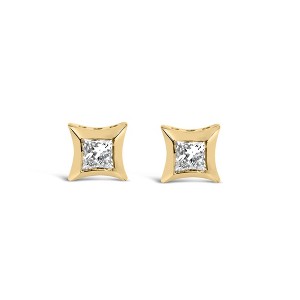 10K Yellow Gold 1/5 Cttw Invisible Set Princess-Cut Diamond Stud Earrings - 1 of 4