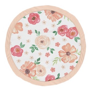 Sweet Jojo Designs Girl Baby Tummy Time Playmat Watercolor Floral Peach Green and White - 1 of 4