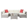 ELJGET 7PCS Patio Rattan Furniture Set Sectional Sofa Cushioned Garden Peacock Blue - 3 of 4