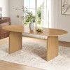 PexFix 79" x 33.5" Farmhouse Solid Wood Dining Table with Arched Legs Oval Kitchen Table Natural for Dining Room & Kitchen - 3 of 4