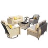 XIZZI 8PCS Furniture Set, Modular Sectional Sofa with Swivel Rocking Chairs and Side Table, Outside Coversation Set with Solar Coffee Table - 2 of 4