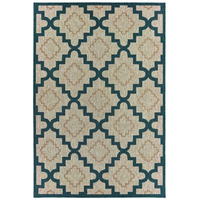 Oriental Weavers Latitude 804I3 Grey/ Teal Indoor/Outdoor Area Rug - 9'10" x 12'10"