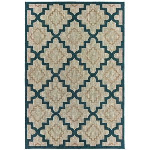 Oriental Weavers Latitude 804I3 Grey/ Teal Indoor/Outdoor Area Rug - 3'3" x 5' - 1 of 3