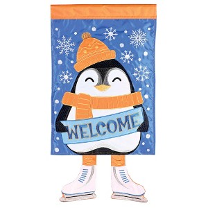 Dicksons Magnolia Garden Outdoor Flag Decoration For Garden, Yard, Or Walkway Standard 13 x 18, Weather Resistant Polyester, Crazy Leg Welcome Penguin - 1 of 1