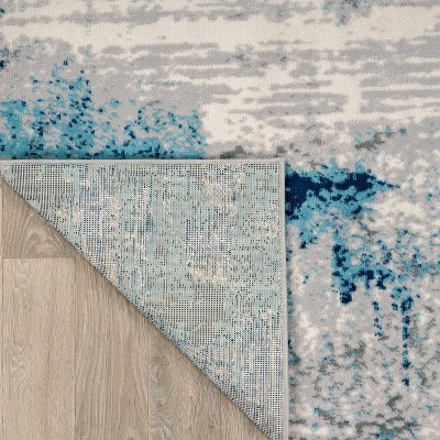 Blue Flat Woven Synthetic Easy Care Area Rug, 26" x 4"