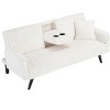 NicBex Minimalist Corduroy Couch,Straight-Line Sofa with Retractable Cup Holder,Modern Couches for Sitting and Lying in Living Room,Bedroom - 2 of 4