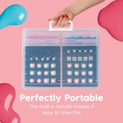 Clear Plastic Nail Polish Organizer Case with Handle, 2-Pack