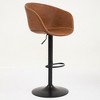 Mid-Century Modern PU Leather Bar Stool with Adjustable Height, 360¡ã Swivel, Ergonomic Back, and 17.7" Base for Kitchen Island, Counter, or Bar - 3 of 4