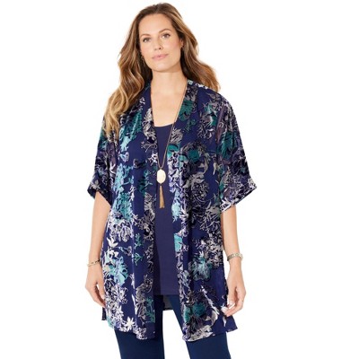 Catherines Women's Plus Size In-Vogue Velvet Duster