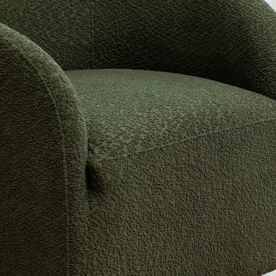 32" Green Boucle Swivel Barrel Accent Chair
