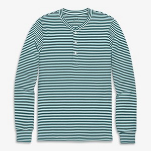 Primary Adult Organic Long Sleeve Henley Pj Top In Stripe (Unisex Fit) - 1 of 1