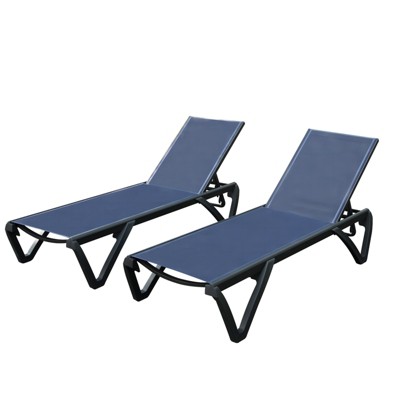 Maggift Patio Chaise Lounges Outdoor Lounger Sunbathe Chair with Arms, for Patio, Garden, Beach，Portable，Blue，64.41"*26.69"*27.56"