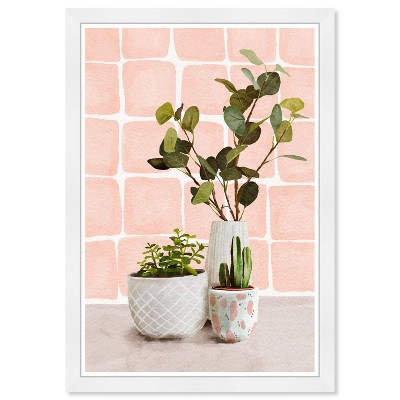 15" x 21" Blush Succulents Floral and Mediterranean Framed Wall Art Print Pink - Wynwood Studio