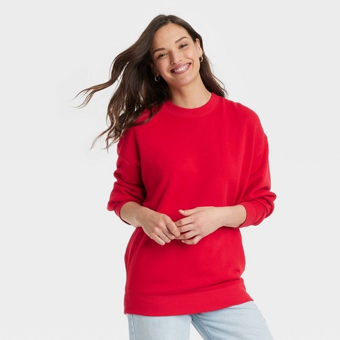 Oversized red sweatshirt women's sale