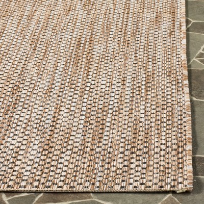 Natural & Black Flat Woven Synthetic Reversible Runner Rug